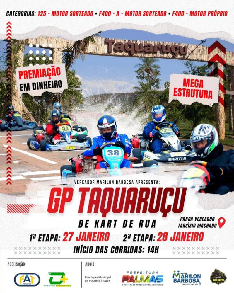 Vereador Marilon Barbosa e Federação de Automobilismo promovem GP de Kart de Rua em Taquaruçu