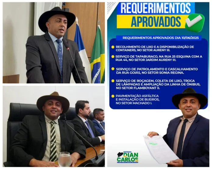 Requerimentos Aprovados: Vereador Dian Carlos (SD) Avança com Melhorias em Infraestrutura Urbana