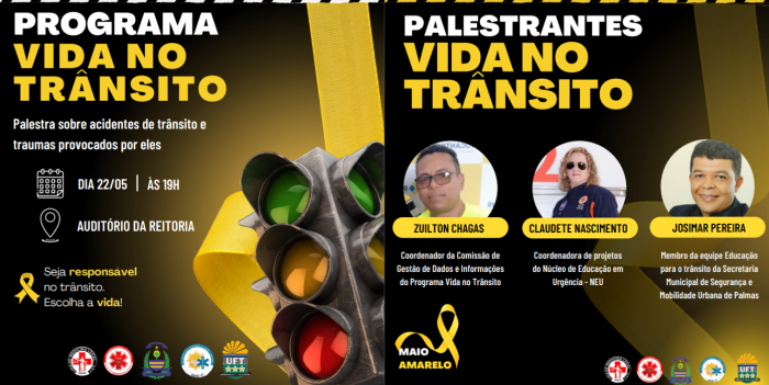 Participantes do Programa Vida no Trânsito realizam palestra na UFT nesta segunda-feira