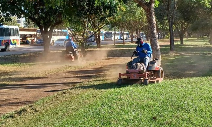 Áreas verdes lindeiras às Avenidas NS-06, LO-03, LO-13 e LO-21 recebem limpeza