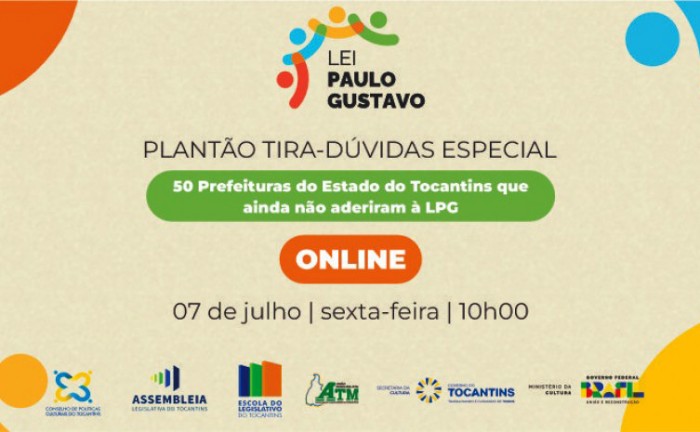 Lei Paulo Gustavo: Ministério da Cultura lança plantão tira-dúvidas voltado aos municípios tocantinenses